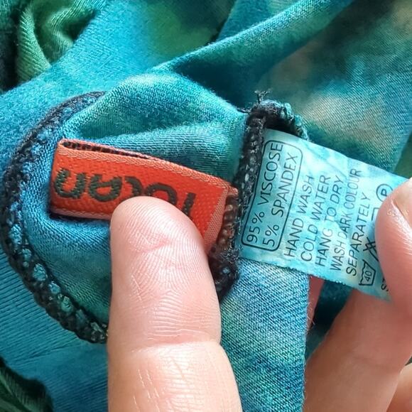 Tucan Tango Womens Leggings Tie Dye Blue Purple Bell Bottom Flare High Rise M OS - Picture 6 of 7